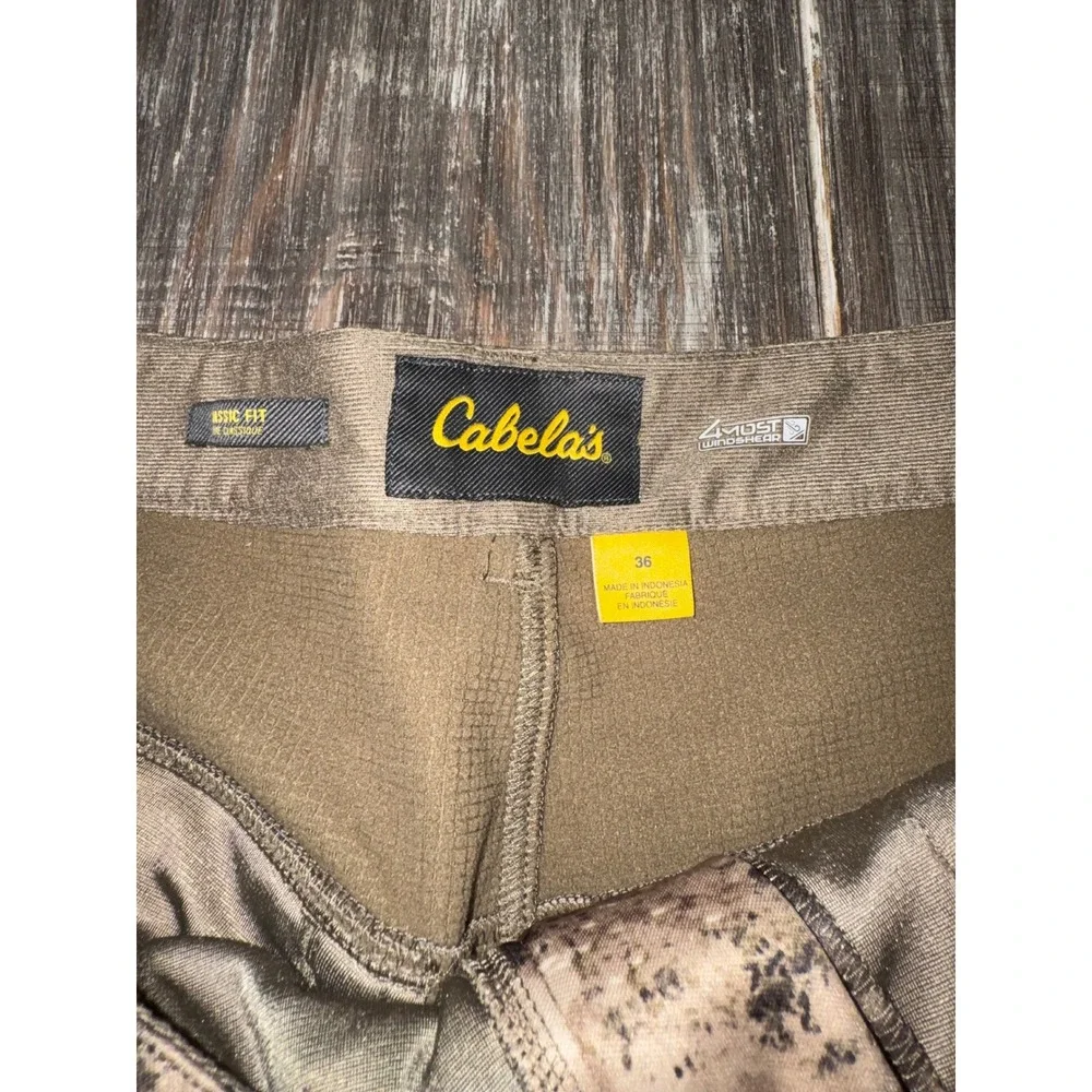Cabelas O2 Octane Camo Hunting Pants 36 Z-Most Windshear Fleece Lined Mens Brown